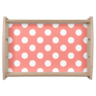 White polka dots on peach serving tray