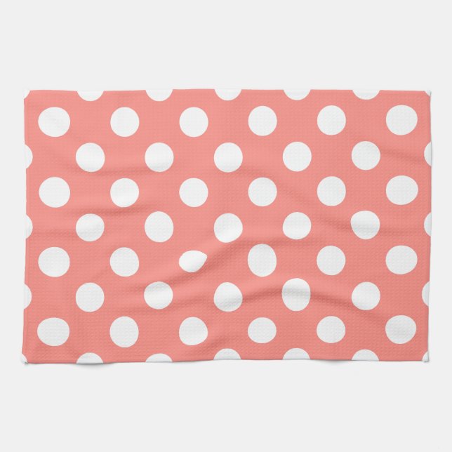 White polka dots on peach towel (Horizontal)