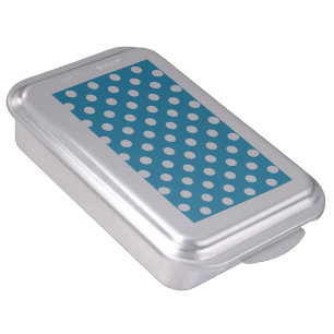 White Polka Dots on Peacock Blue Background Cake Pan