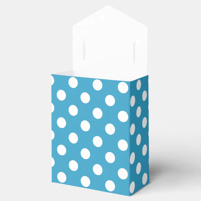 White Polka Dots on Peacock Blue Background Favor Boxes | Zazzle