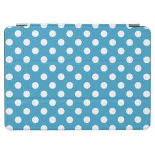 White Polka Dots on Peacock Blue Background iPad Air Cover