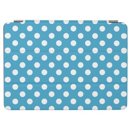 White Polka Dots on Peacock Blue Background iPad Air Cover