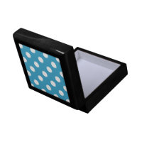 White Polka Dots on Peacock Blue Background