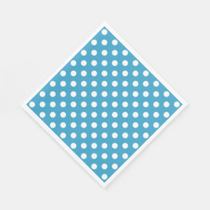White Polka Dots on Peacock Blue Background Napkins