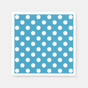 White Polka Dots on Peacock Blue Background Paper Napkins