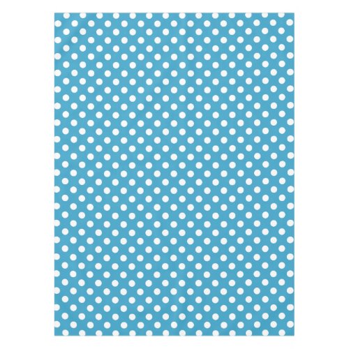 White Polka Dots on Peacock Blue Background Tablecloth