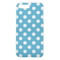 White Polka Dots on Peacock Blue Background