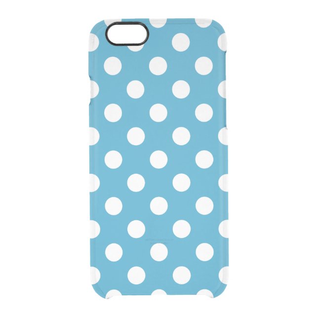 White Polka Dots on Peacock Blue Background Uncommon iPhone Case (Back)