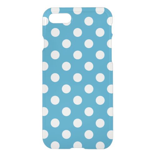 White Polka Dots on Peacock Blue Background iPhone SE87 Case