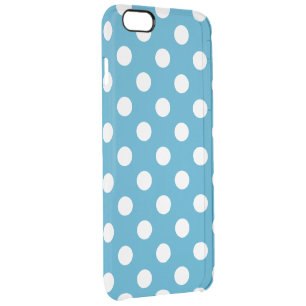 White Polka Dots on Peacock Blue Background Clear iPhone 6 Plus Case