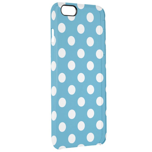 White Polka Dots on Peacock Blue Background Uncommon iPhone Case (Back/Right)