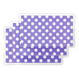 White polka dots on periwinkle acrylic tray