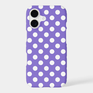 White polka dots on periwinkle iPhone 17 case