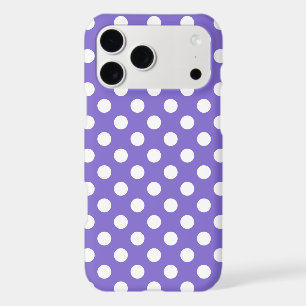 White polka dots on periwinkle iPhone 17 pro max case