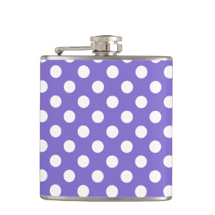 White polka dots on periwinkle flask