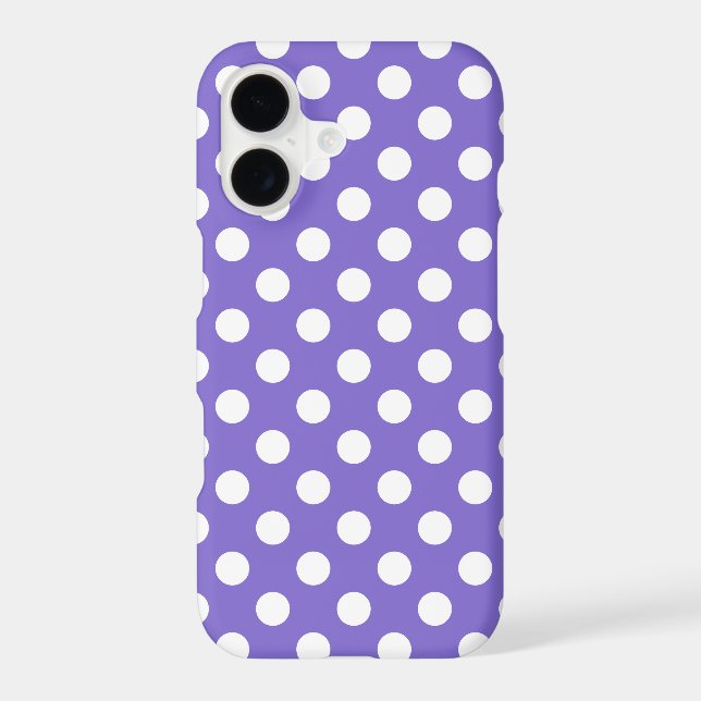 White polka dots on periwinkle iPhone case (Back)