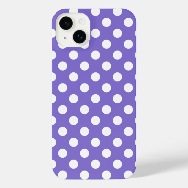 White polka dots on periwinkle iPhone case (Back)