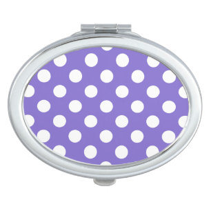 White polka dots on periwinkle makeup mirror