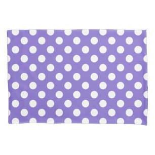 White polka dots on periwinkle pillowcase