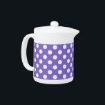 White polka dots on periwinkle teapot<br><div class="desc">White polka dots on periwinkle</div>