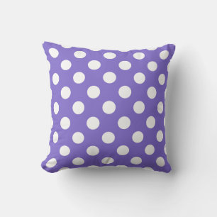 White polka dots on periwinkle throw pillow