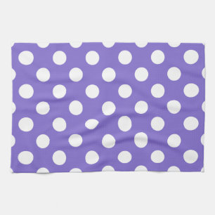 White polka dots on periwinkle towel