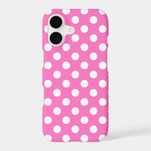 White polka dots on pink iPhone 17 case