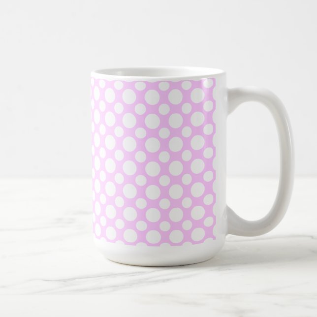 White Polka Dots on Pink Coffee Mug (Right)