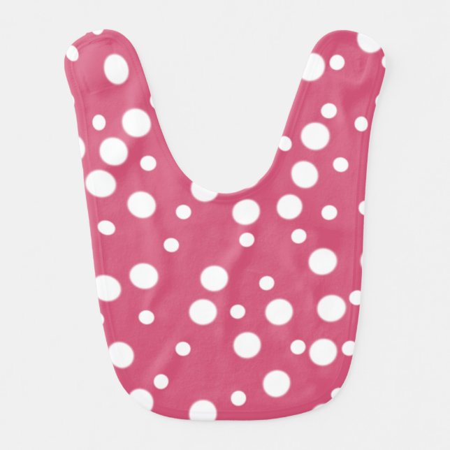 White Polka Dots on Pink Custom Baby Bibs (Front)