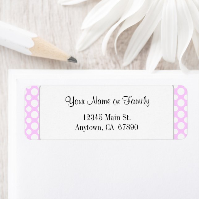 White Polka Dots on Pink Editable Return Address Label (Insitu)