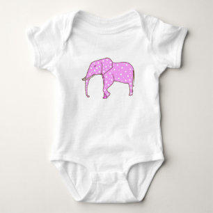 White Polka Dots on Pink Elephant Baby BodySuits