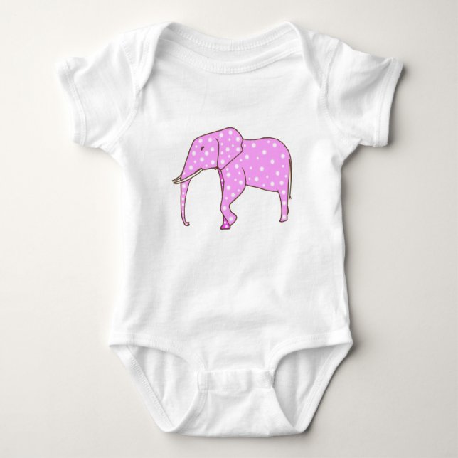 White Polka Dots on Pink Elephant Baby BodySuits (Front)