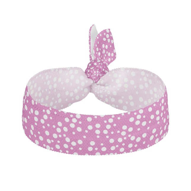 White Polka Dots on Pink Hair Ties (Front)