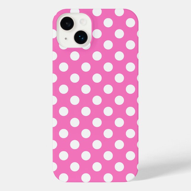 White polka dots on pink iPhone case (Back)