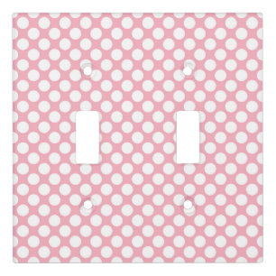 White Polka Dots On Pink Light Switch Cover