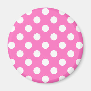 White polka dots on pink magnet