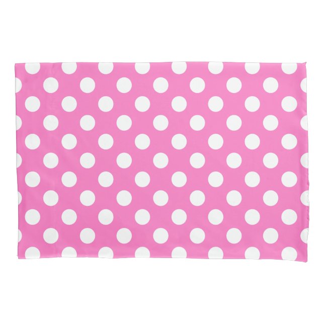White polka dots on pink pillow case (Front)