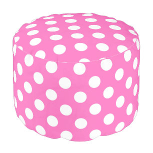 White polka dots on pink pouf