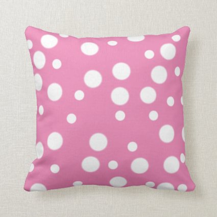 White Polka Dots on Pink Reversible Pillows
