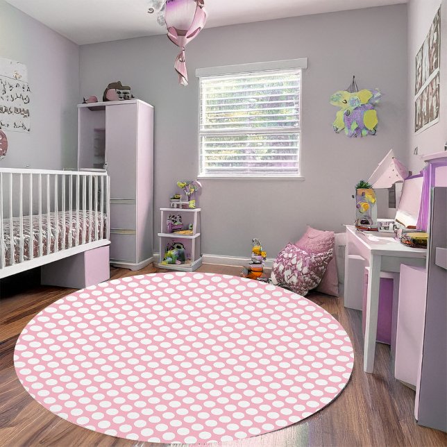 White Polka Dots On Pink Rug (Creator Uploaded)