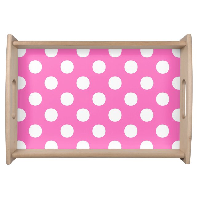 White polka dots on pink serving tray (Front)