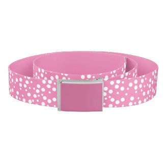 White Polka Dots on Pink Solid Pink Belts