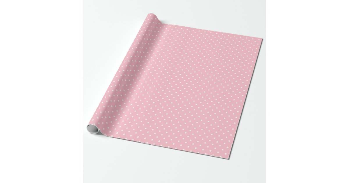 WHITE POLKA DOTS ON PINK WRAPPING PAPER Zazzle