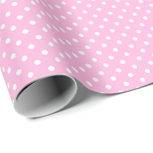 White Polka Dots on Pink Wrapping Paper