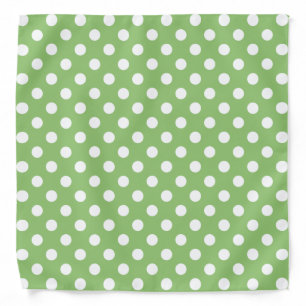White Polka Dots on Pistachio Green Bandana