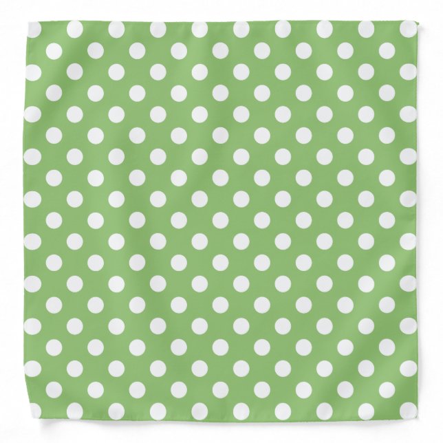 White Polka Dots on Pistachio Green Bandana (Front)