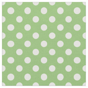 White Polka Dots on Pistachio Green Fabric