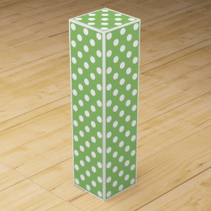 White Polka Dots on Pistachio Green Wine Box