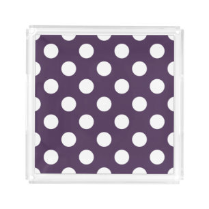White polka dots on plum purple acrylic tray