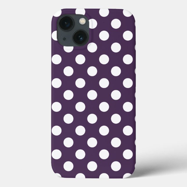 White polka dots on plum purple Case-Mate iPhone c Case-Mate iPhone Case (Back)